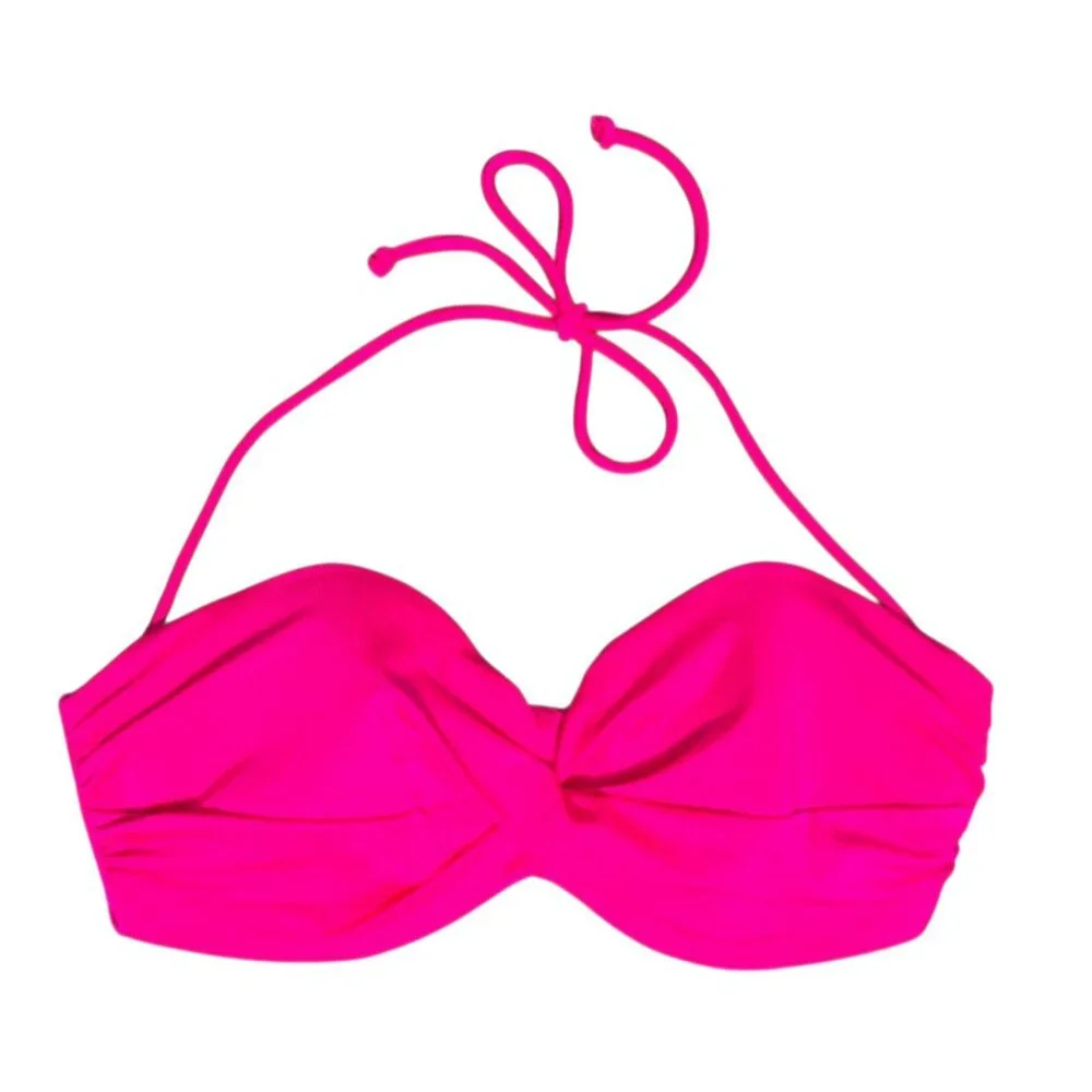 Victorias Secret Bikini Top 34D Pink Shimmer Bandeau Push-Up Twist Gold VS Logo - Picture 10 of 10